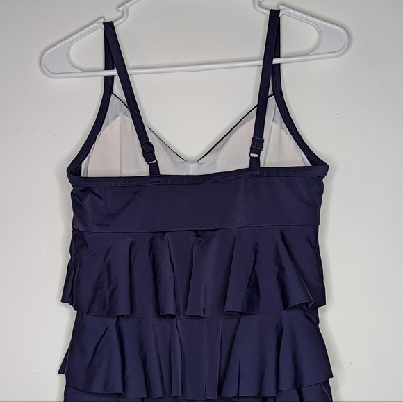 Modbod Tankini Women's Sz L Navy Blue Layered Padding Adjustable Straps Slimming - Picture 8 of 9